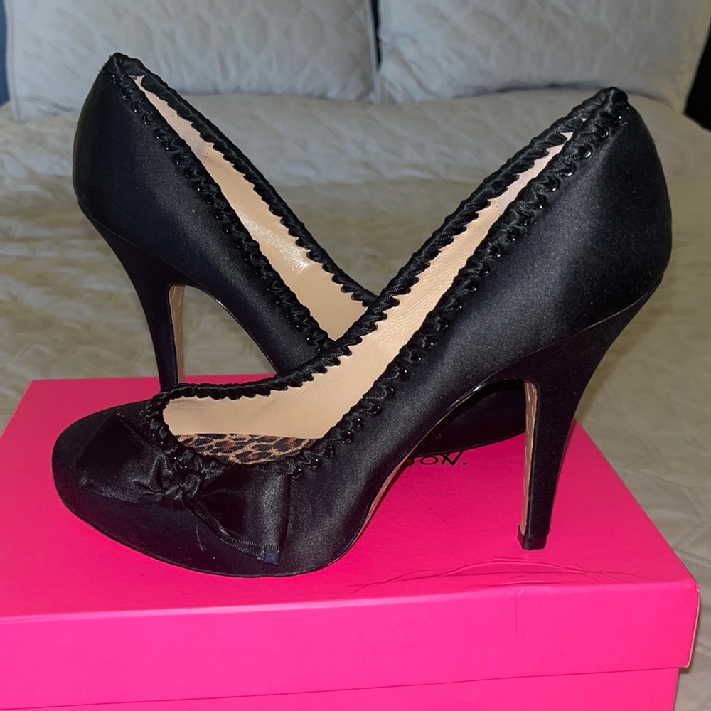 Betsey Johnson Black Satin Heels